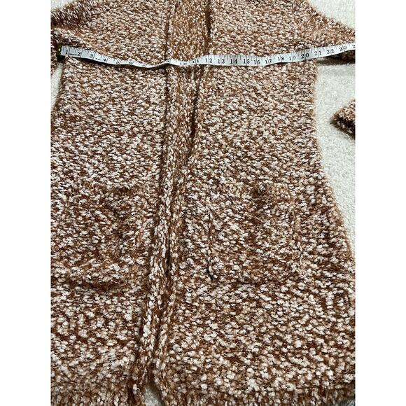 Poof Apparel Women's Large Fuzzy Open Cardigan Long Sleeve Sweater Hoodie orange - Picture 4 of 11